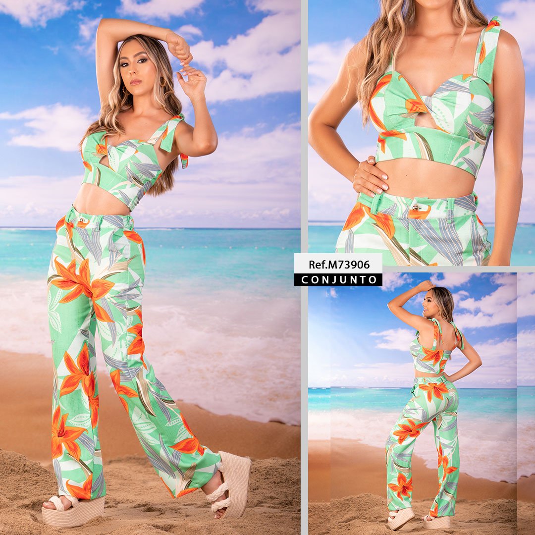 M73906 CONJUNTO NOCHES DE VIENA ESTAMPADO VERDE