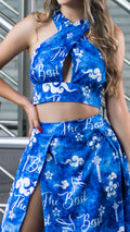 M73909 CONJUNTO CHALIS DIAGONAL ESTAMPADO AZUL