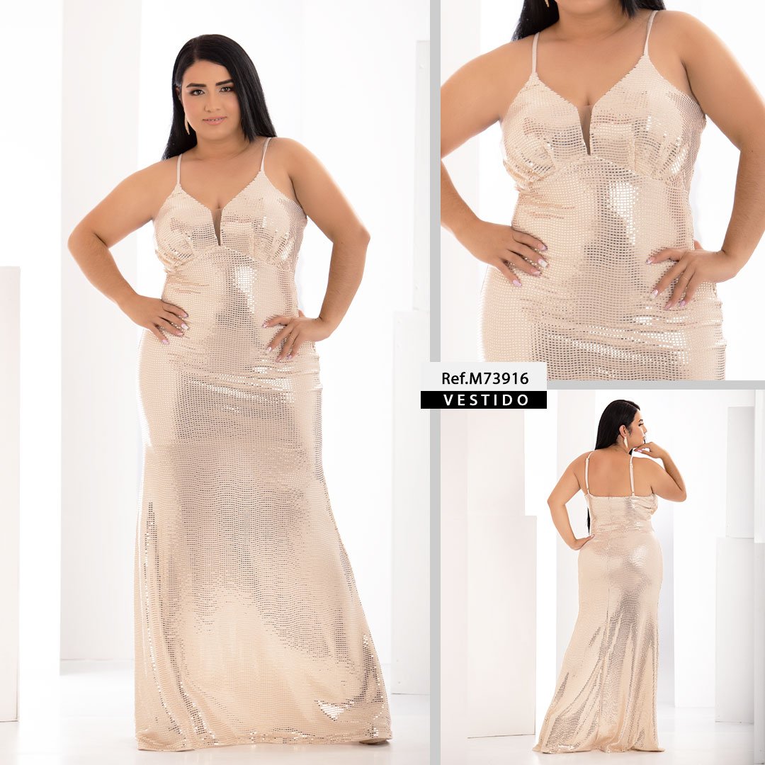 M73916 VESTIDO LENTEJUELA DORADO