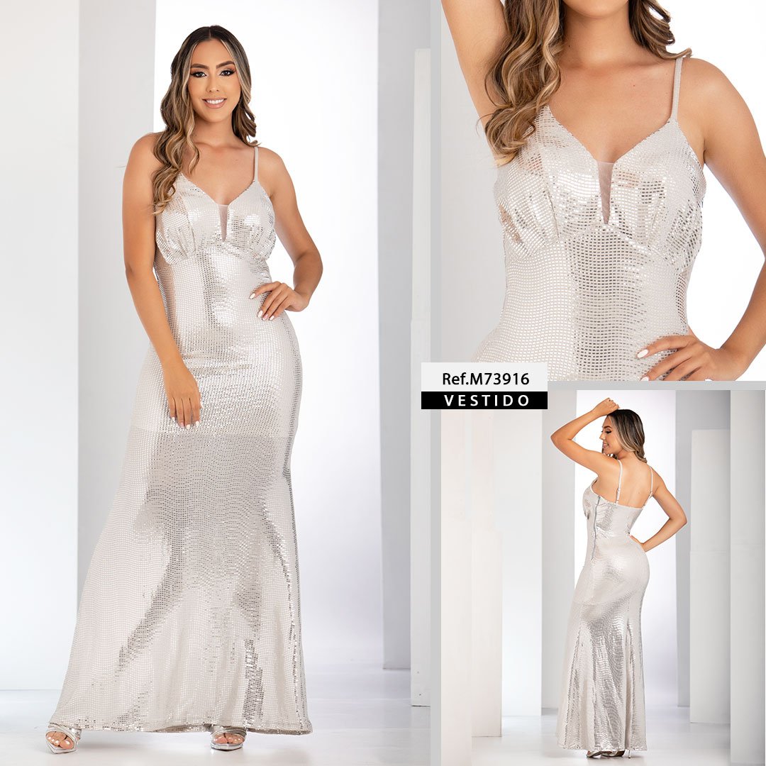 M73916 VESTIDO LENTEJUELA PLATA
