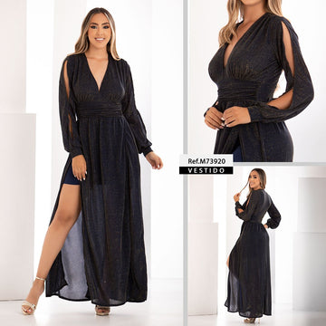 M73920 VESTIDO MAYA LUREX AZUL OSCURO