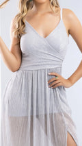 M73941 VESTIDO PLISADA LUREX PLATA
