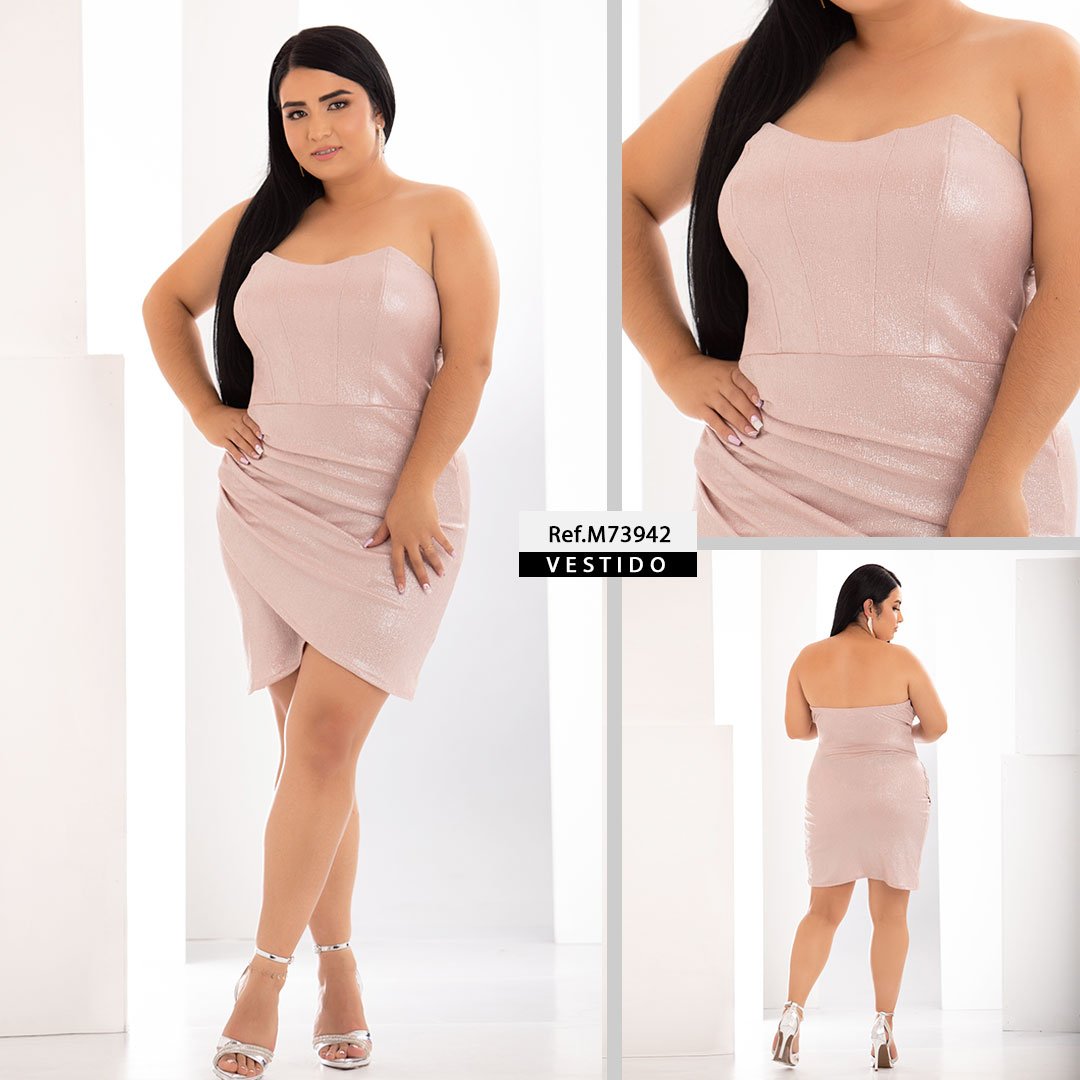 M73942 VESTIDO ELOISA FOIL ROSADO