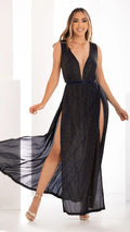 M73944 VESTIDO MAYA LUREX AZUL OSCURO