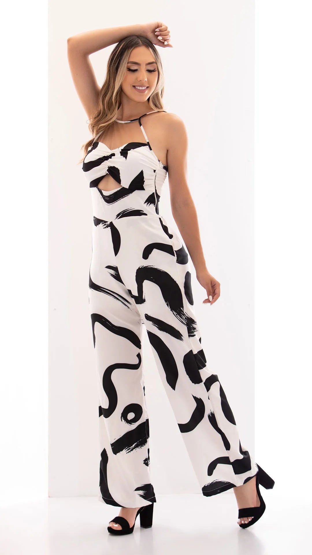 M73949 ENTERIZO CHALIS DIAGONAL ESTAMPADO BEIGE