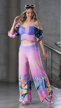M73952 CONJUNTO CHALIS DIAGONAL ESTAMPADO ROSA