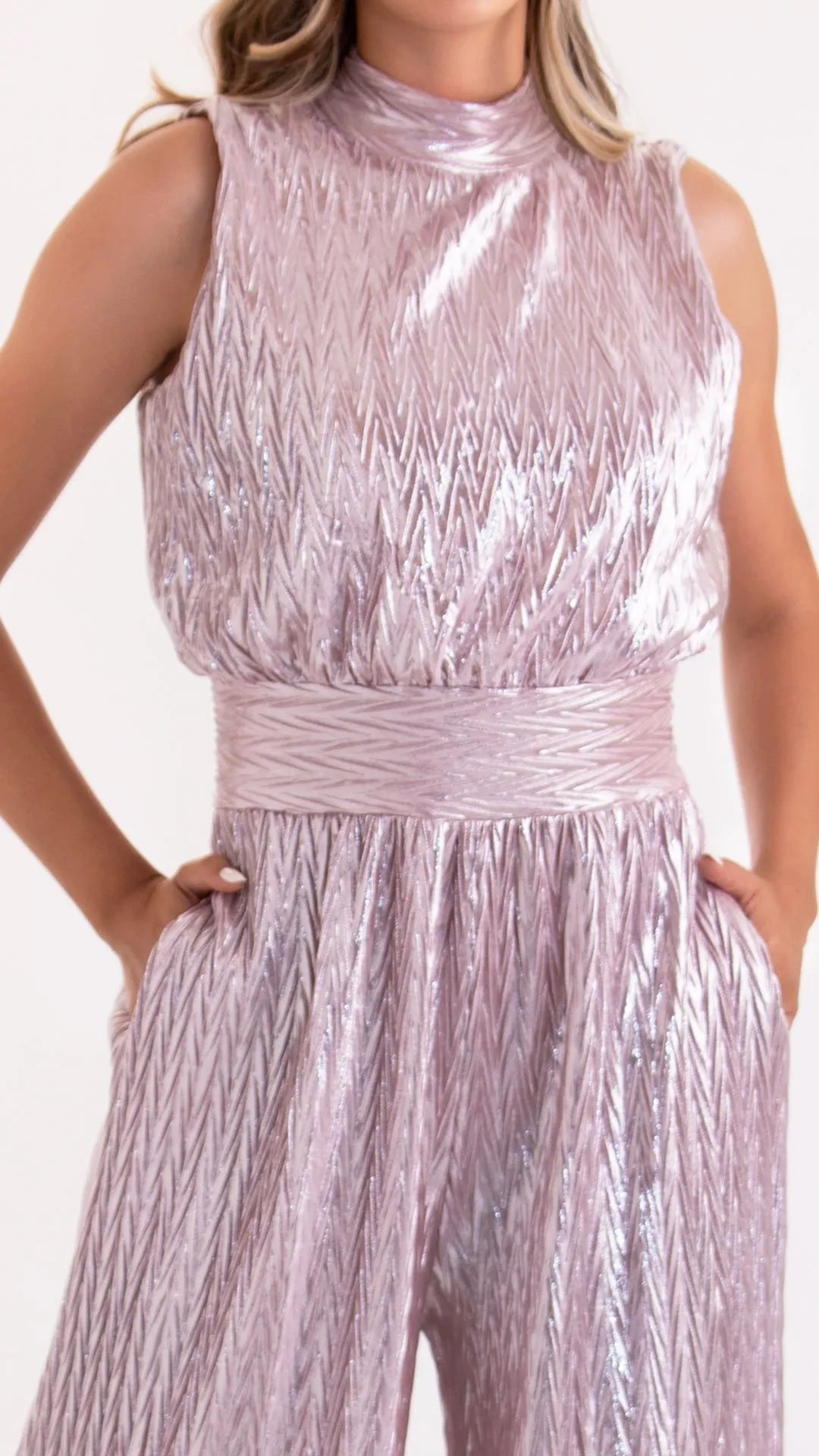 M73956 ENTERIZO PLIZADO FOIL ROSADO