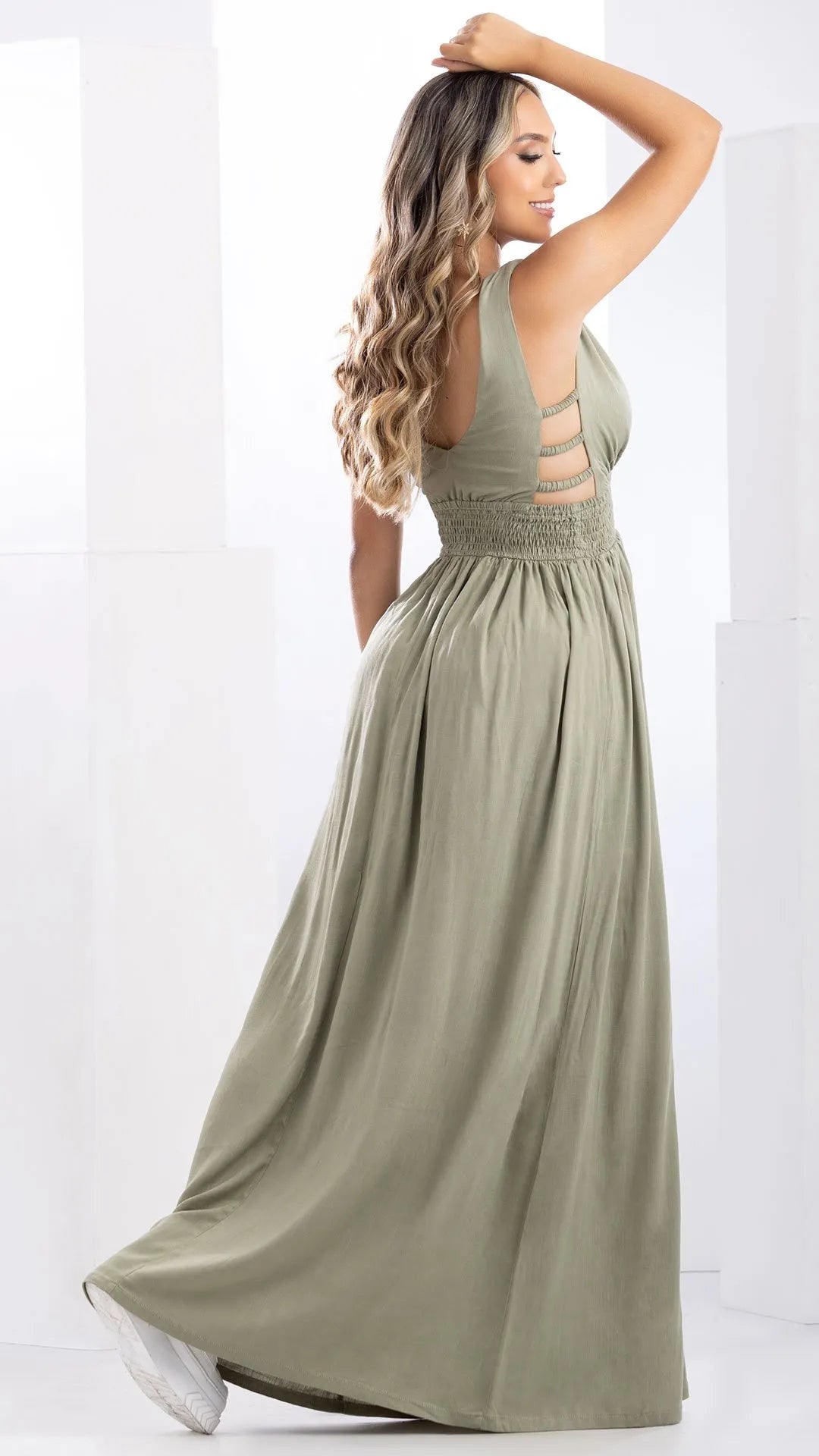 M73968 VESTIDO CHALIS SLUB VERDE
