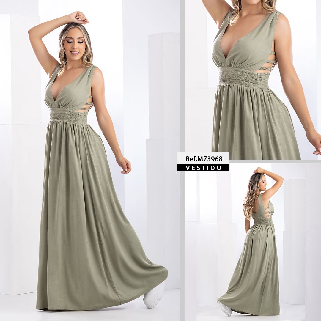 M73968 VESTIDO CHALIS SLUB VERDE