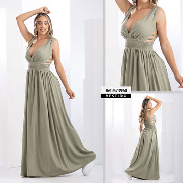 M73968 VESTIDO CHALIS SLUB VERDE