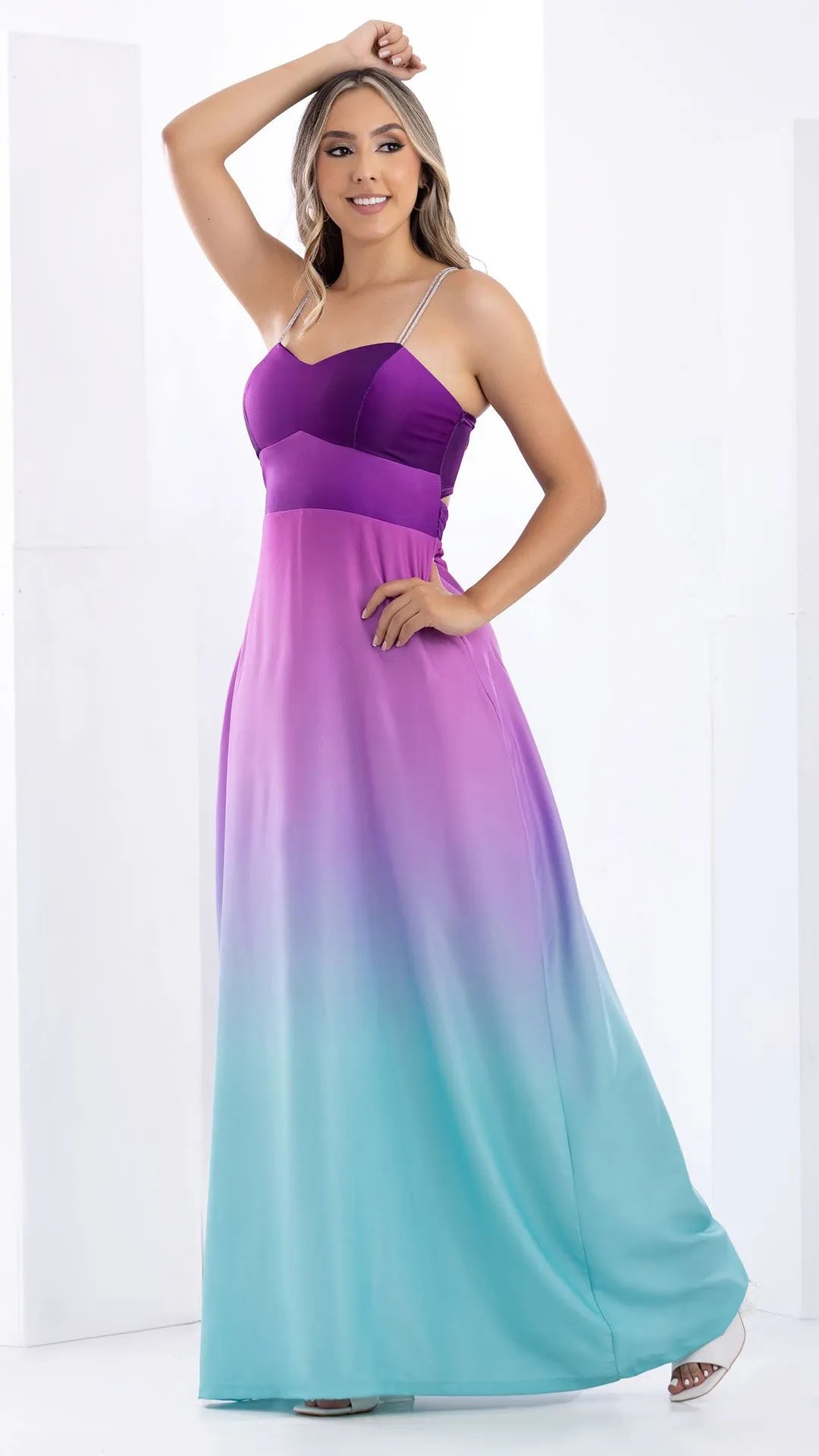 M73975 VESTIDO CHALIS DIAGONAL MORADO