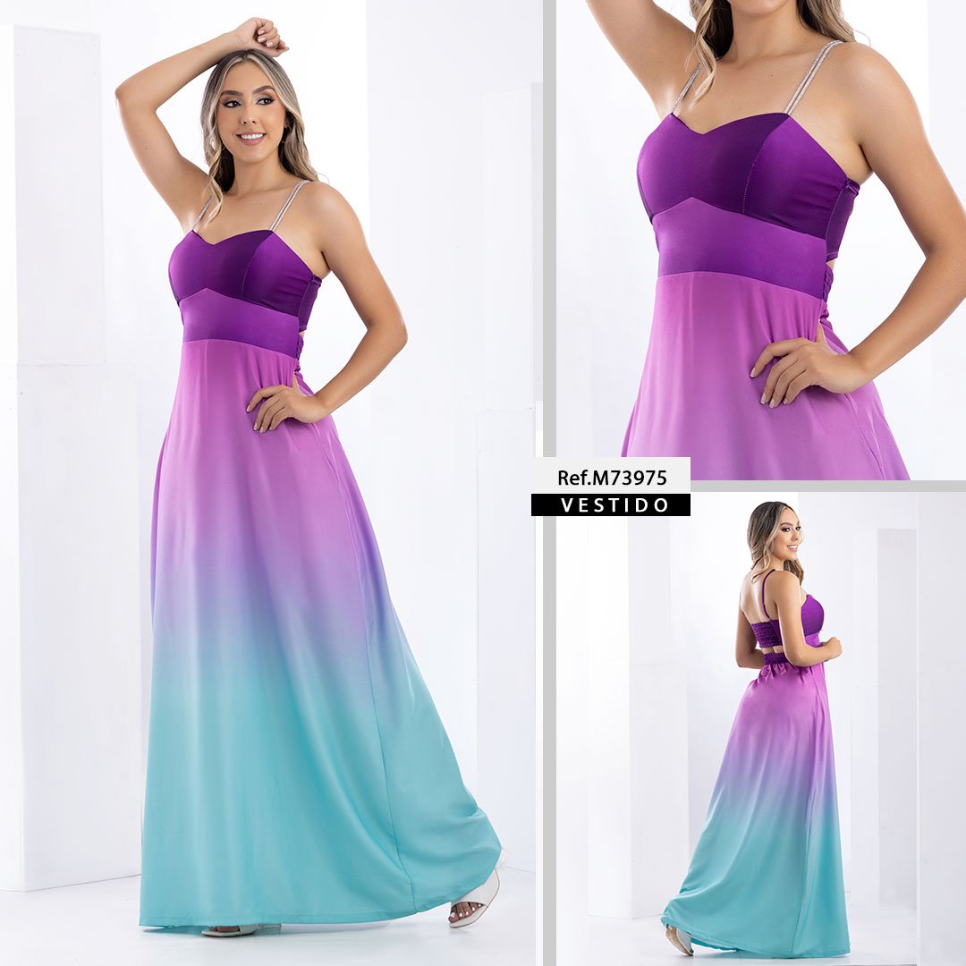 M73975 VESTIDO CHALIS DIAGONAL MORADO