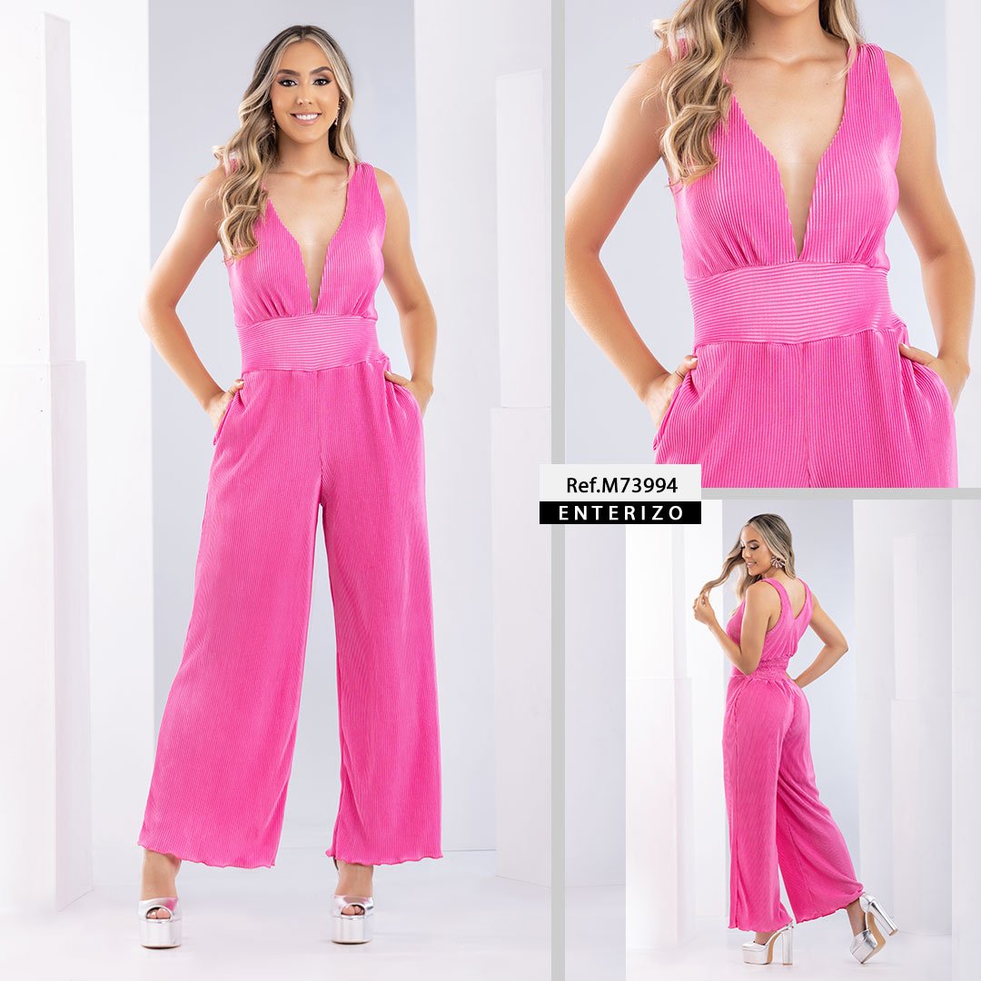 M73994 ENTERIZO PLISADO FUCSIA