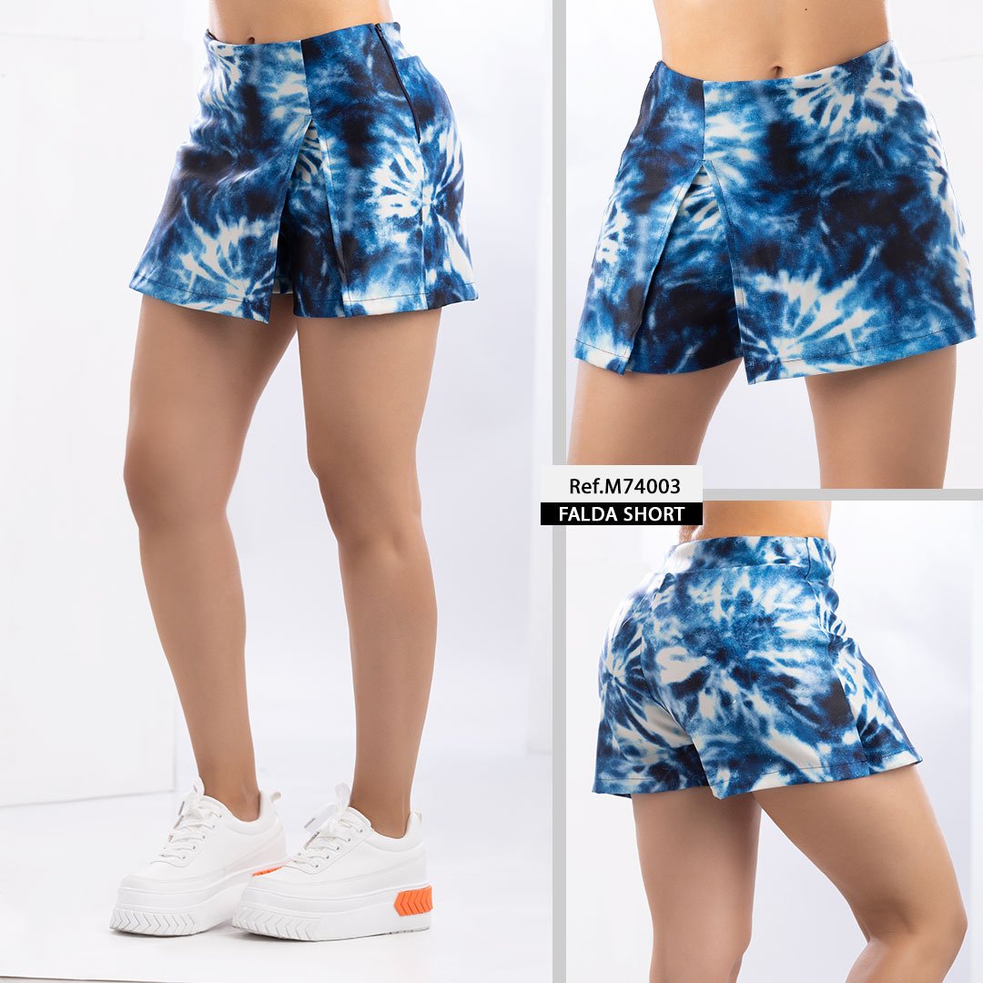 M74003 FALDA SHORT BENGALINA TIE DYE AZUL INDIGO OSCURO