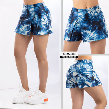 M74003 FALDA SHORT BENGALINA TIE DYE AZUL INDIGO OSCURO
