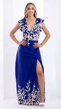 M74037 VESTIDO FALSO CHALIS ESTAMPADO AZUL