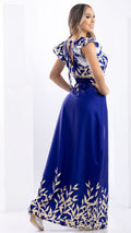 M74037 VESTIDO FALSO CHALIS ESTAMPADO AZUL