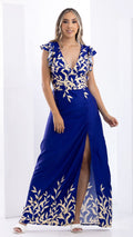 M74037 VESTIDO FALSO CHALIS ESTAMPADO AZUL