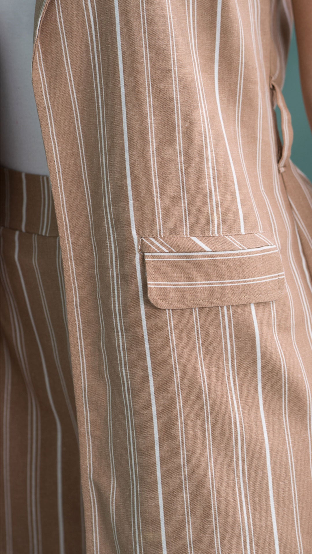 M74103 CONJUNTO LINO RAYAS MIEL