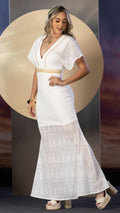 M74140 VESTIDO MARFIL MAYA PLISADO