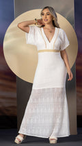 M74140 VESTIDO MARFIL MAYA PLISADO