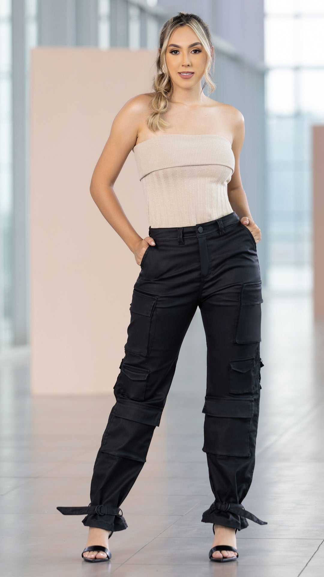 M74146 PANTALÓN BENGALINA CUERO NEGRO