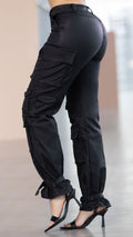 M74146 PANTALÓN BENGALINA CUERO NEGRO