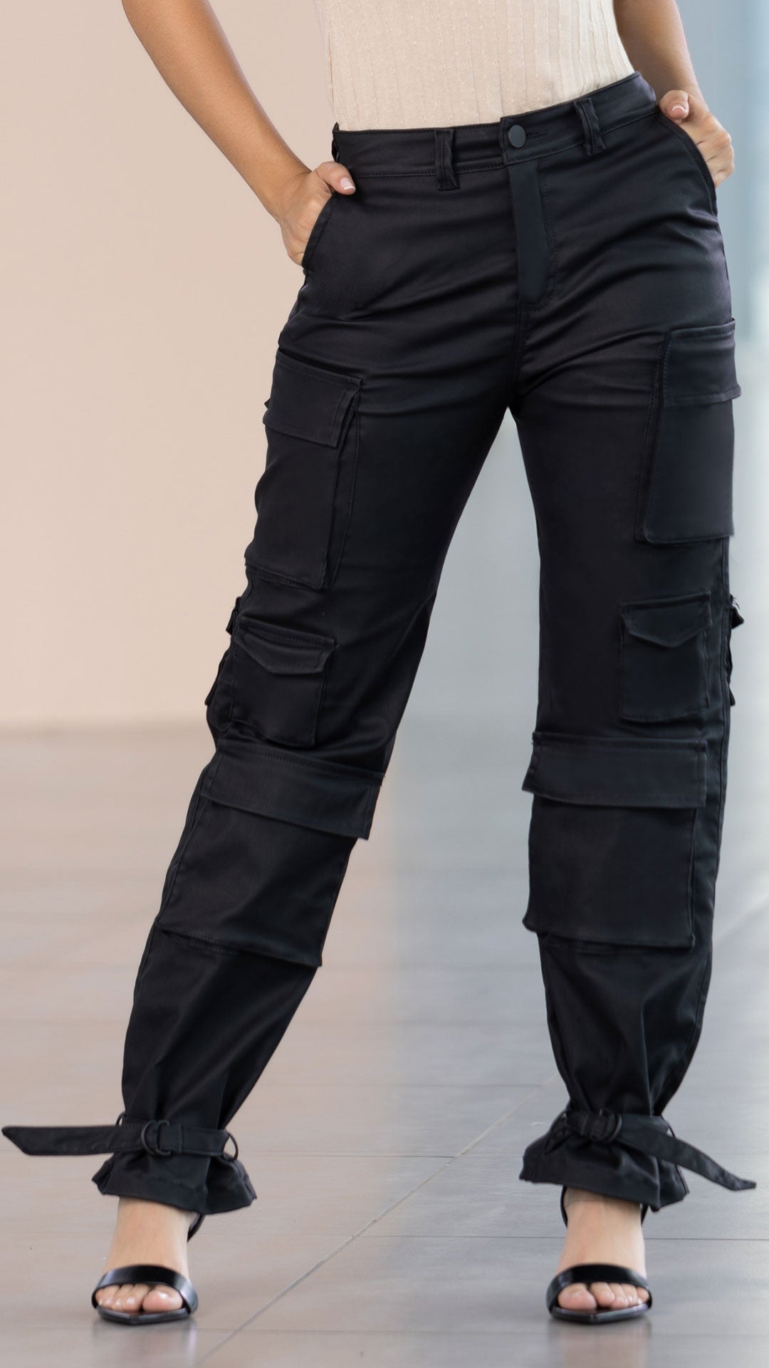 M74146 PANTALÓN BENGALINA CUERO NEGRO