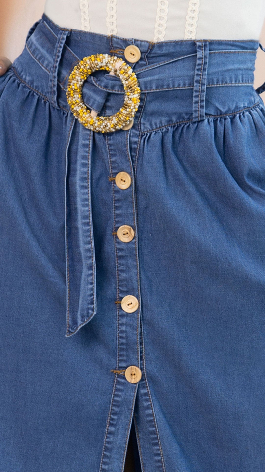 M74157 FALDA TENCEL PANDORATA AZUL