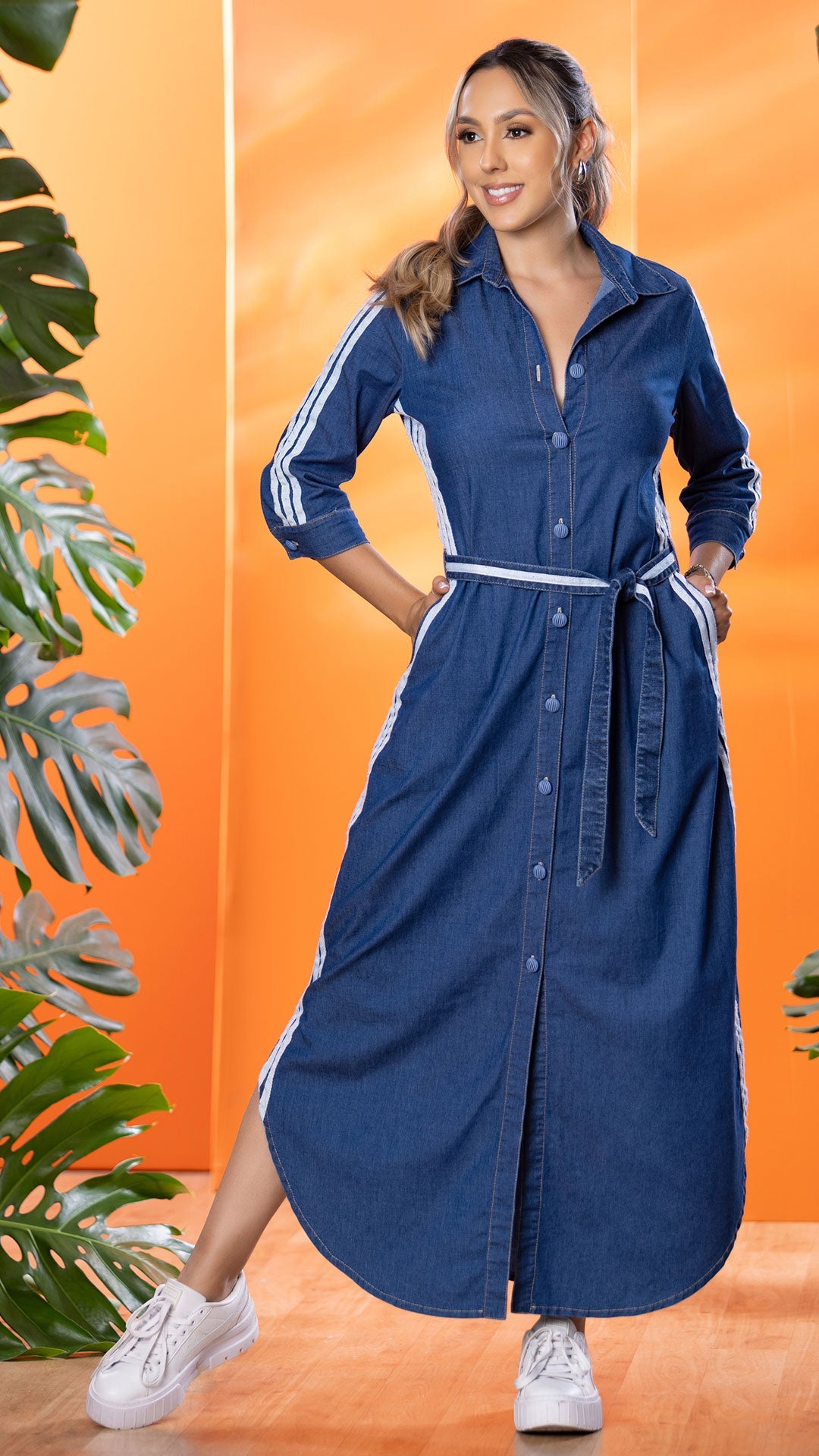 M74201 VESTIDO INDIGO AZUL