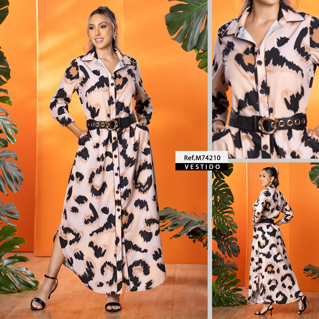 M74210 VESTIDO FALSO CHALIS CAMEL