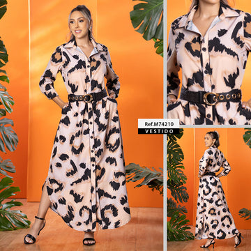 M74210 VESTIDO FALSO CHALIS CAMEL