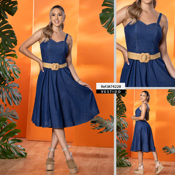 M74228 VESTIDO CHAMBRAY AZUL