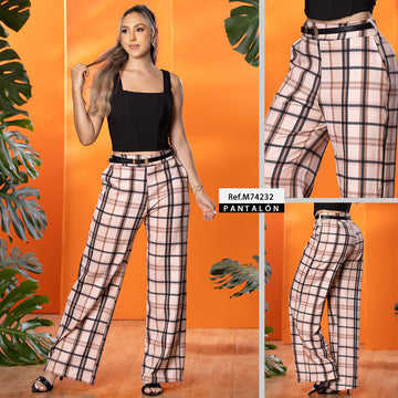 M74232 PANTALÓN NOCHES DE VIENA CUADROS ESTAMPADO