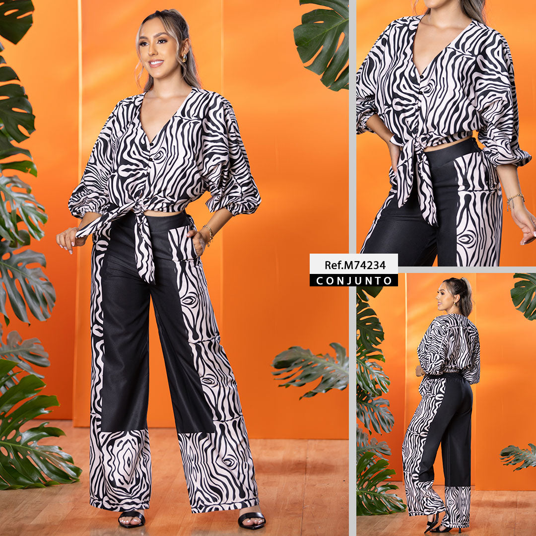 M74234 CONJUNTO FALSO CHALIS ESTAMPADO