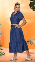 M74243 VESTIDO CHAMBRAY AZUL