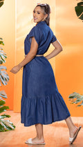 M74243 VESTIDO CHAMBRAY AZUL