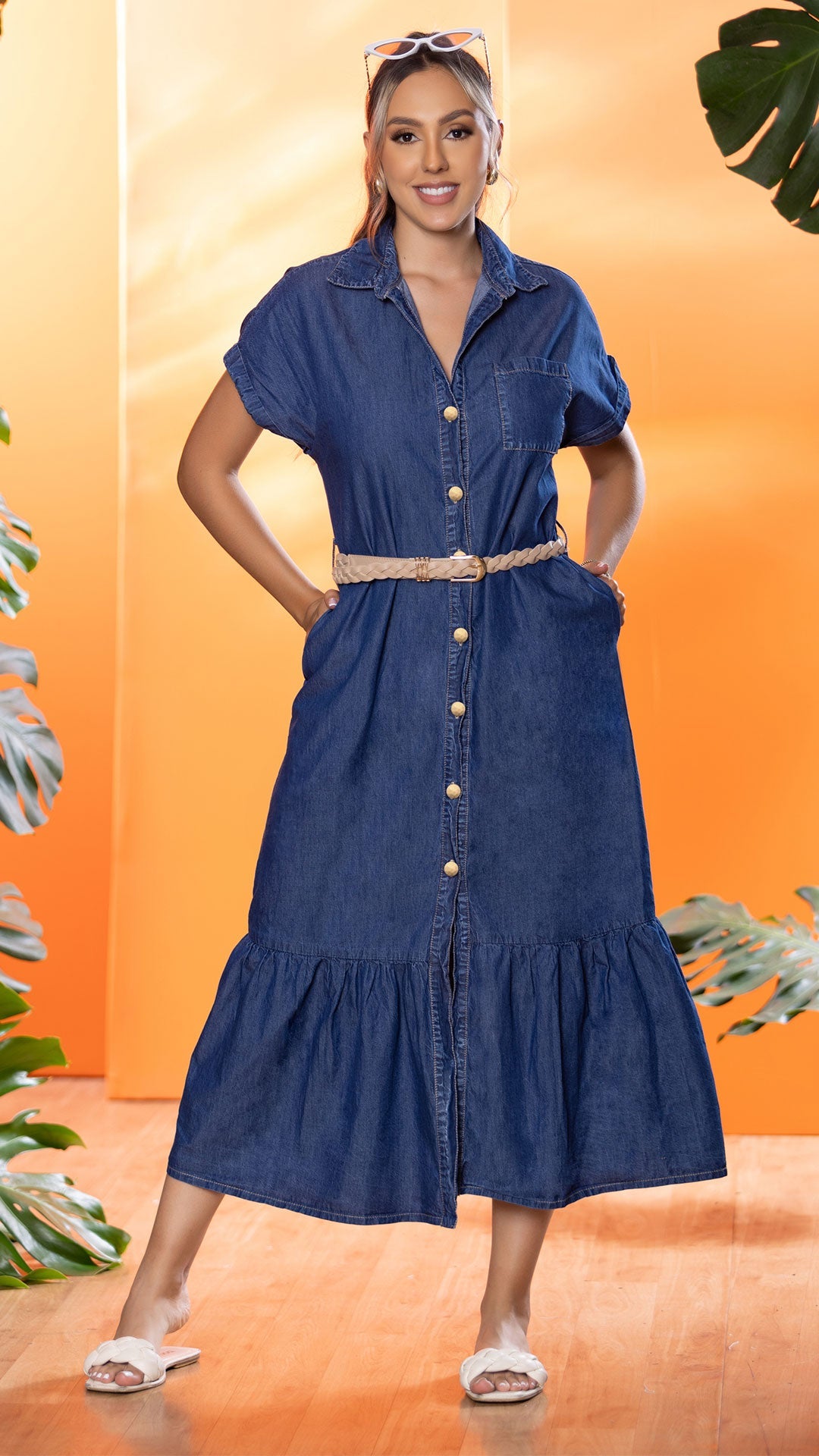 M74243 VESTIDO CHAMBRAY AZUL