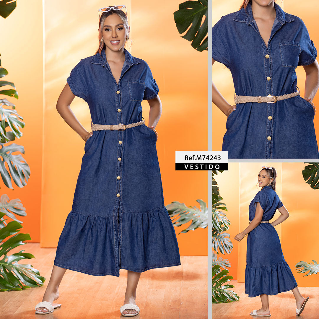 M74243 VESTIDO CHAMBRAY AZUL