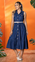 M74247 VESTIDO CHAMBRAY AZUL