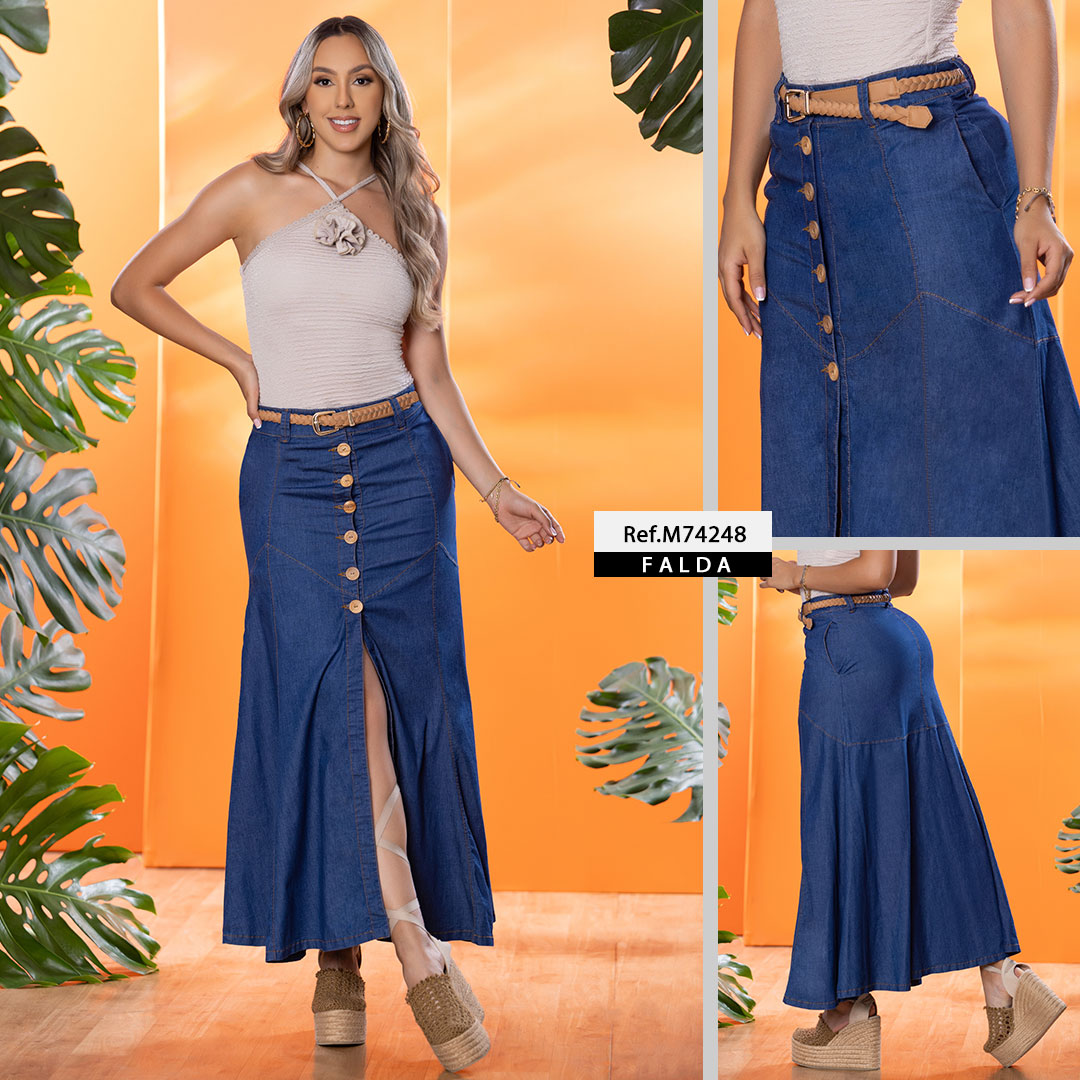M74248 FALDA CHAMBRAY AZUL