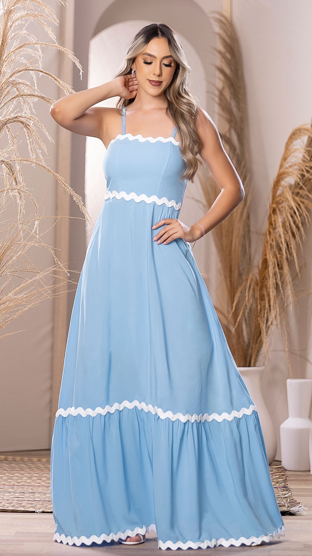 M74255 VESTIDO CHALIS FONDO ENTERO AZUL CLARO