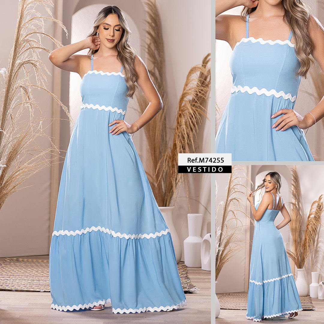 M74255 VESTIDO CHALIS FONDO ENTERO AZUL CLARO