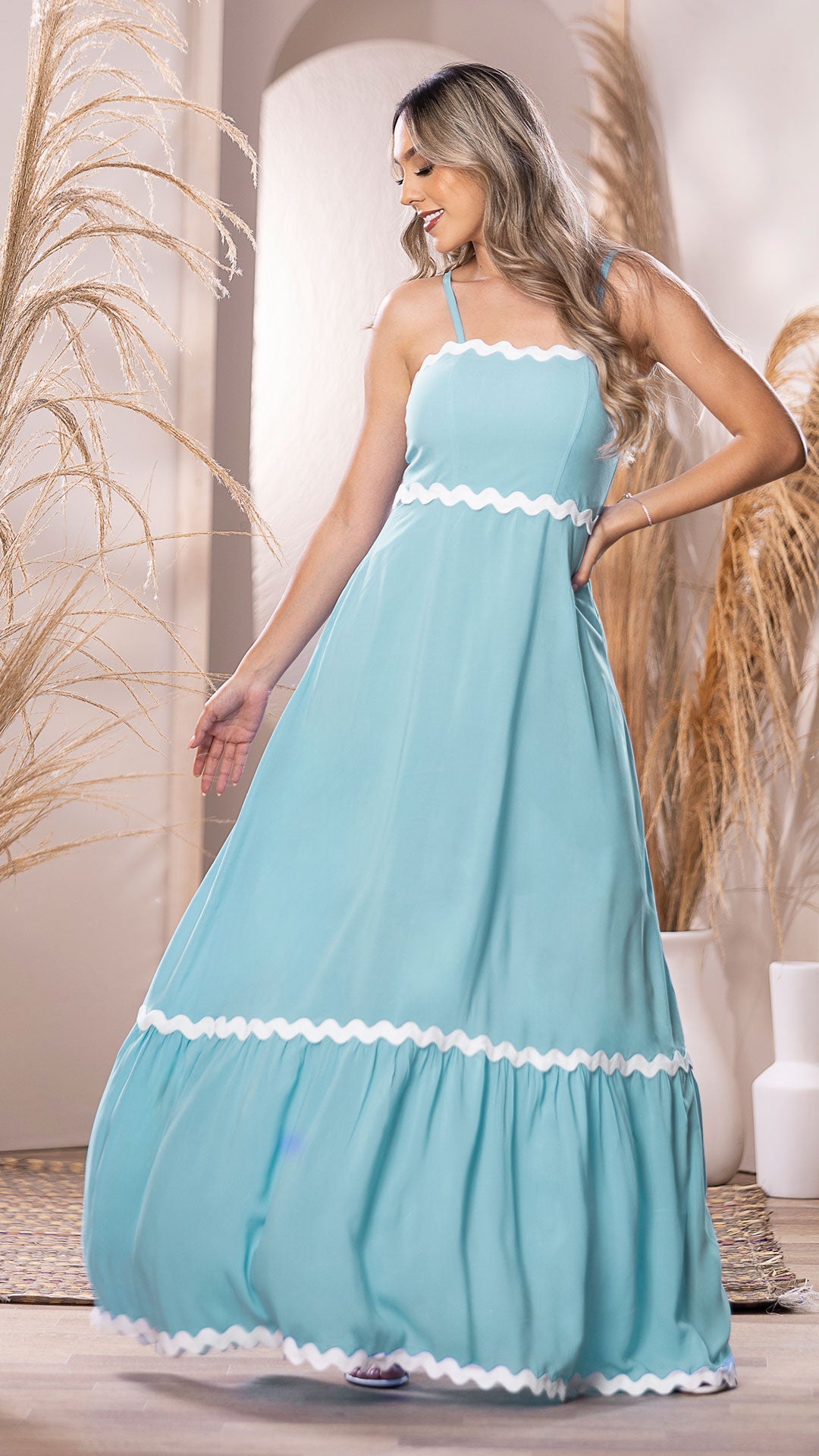 M74255 VESTIDO CHALIS FONDO ENTERO VERDE MENTA