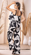 M74266 CONJUNTO FALSO CHALIS ESTAMPADO MARFIL/NEGRO