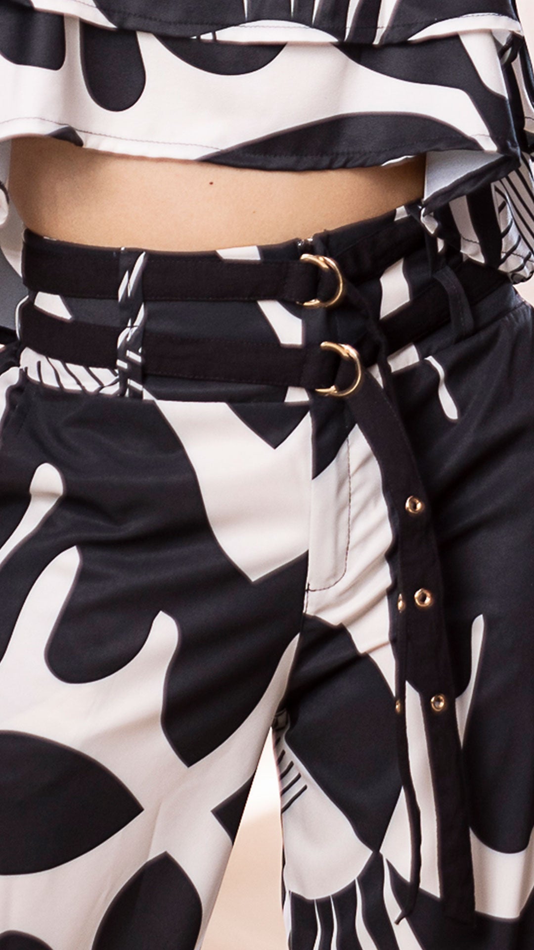 M74266 CONJUNTO FALSO CHALIS ESTAMPADO MARFIL/NEGRO