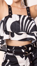 M74266 CONJUNTO FALSO CHALIS ESTAMPADO MARFIL/NEGRO