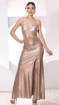 M74267 VESTIDO NIGHT FOIL POLIESTER ORO ROSA