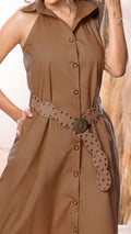 M74280 VESTIDO POPELINA CAFE