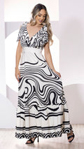 M74290 VESTIDO ESTAMPADO NEGRO